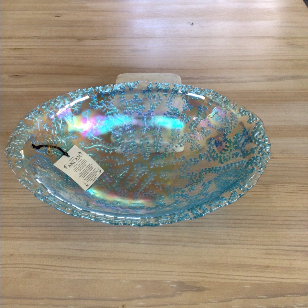 AKCAM Turkish Blue Glass Bowl Handmade Artistic Costal Decor Unique